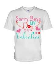 Sorry boys my dog is my valentine V-Neck T-Shirt thumbnail