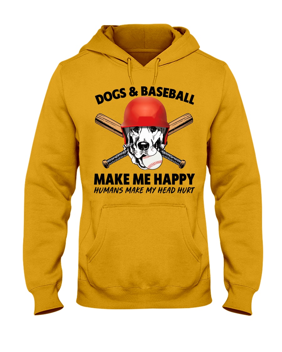 DOGS AND BASEBALL HAPPY Hooded Sweatshirt