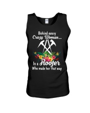 Behind Every Crazy Woman Is A Roofer Unisex Tank tile