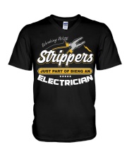 Electrician Working With Stripper V-Neck T-Shirt thumbnail