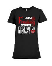 I Just Freaking Love My Firefighter Husband Oke Premium Fit Ladies Tee tile