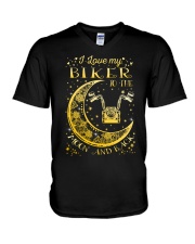 I Love My Biker To Ther Moon And Back V-Neck T-Shirt thumbnail