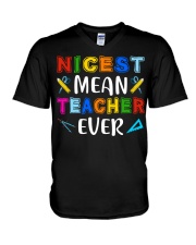 Nicest Mean Teacher Ever V-Neck T-Shirt tile