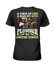 Plumber A Child Of God A Man Of Faith Ladies T-Shirt thumbnail