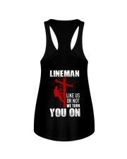 Lineman Like Us Or Not We Turn You ON Ladies Flowy Tank tile