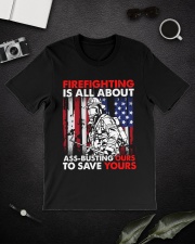 Firefighting Is All About Ass Busting Ours To Save Classic T-Shirt lifestyle-mens-crewneck-front-16