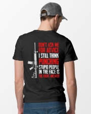 Veteran Don't Ask Me For Advice Punching Is Right Classic T-Shirt lifestyle-mens-crewneck-back-6