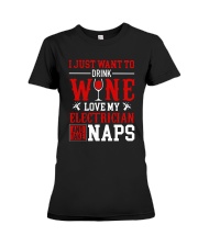 Drink Wine Love My Eletrician Premium Fit Ladies Tee thumbnail