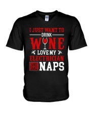 Drink Wine Love My Eletrician V-Neck T-Shirt thumbnail