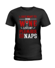 Drink Wine Love My Plumber Ladies T-Shirt thumbnail