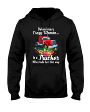 Behind Every Crazy Woman Is A Trucker Hooded Sweatshirt tile