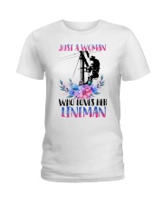 Just A Woman Who Loves Her Lineman Ladies T-Shirt tile
