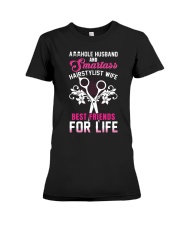Asshole Husband And Smartass Hairstylist Wife Best Premium Fit Ladies Tee tile