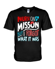 Nurse On A Misson But Forgot What It Was V-Neck T-Shirt tile