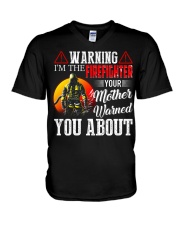 Warning I'm The Firefighter Your Mother Warned V-Neck T-Shirt tile