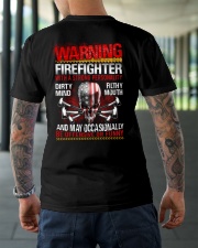 Warning Firefighter With A Strong Personalit Classic T-Shirt lifestyle-mens-crewneck-back-3