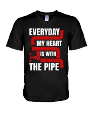 Everyday My Heart Is With The Pipe V-Neck T-Shirt tile