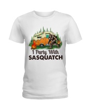 I Party With Sasquatch Ladies T-Shirt thumbnail
