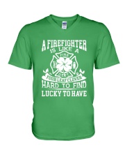 Firefighter Is Like A Four Leaf Clover V-Neck T-Shirt tile