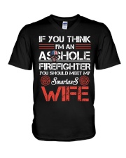 If You Think I'm An Asshole Firefighter Wife V-Neck T-Shirt tile