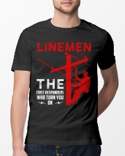 Linemen First Responders Turn You On Classic T-Shirt lifestyle-mens-crewneck-front-13