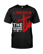 Linemen First Responders Turn You On Premium Fit Mens Tee thumbnail