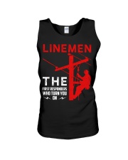 Linemen First Responders Turn You On Unisex Tank thumbnail