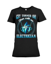 Electrician Turned On Premium Fit Ladies Tee tile