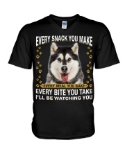 Alaskan Malamute Watching V-Neck T-Shirt tile