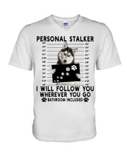 Siberian Husky Follow You V-Neck T-Shirt tile