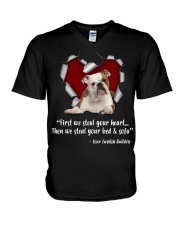 English Bulldog Steal Heart V-Neck T-Shirt tile