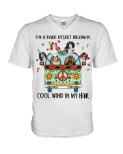 Cavalier King Charles Spaniel Cool Wind V-Neck T-Shirt tile