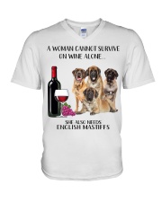She Also Needs English Mastiff V-Neck T-Shirt tile