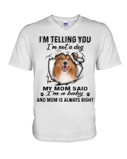 Rough Collie A Baby V-Neck T-Shirt tile