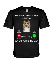 Shetland Sheepdog Calling V-Neck T-Shirt tile