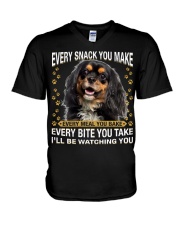 Cavalier King Charles Spaniel 1 Watching V-Neck T-Shirt tile