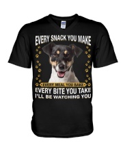 Jack Russell Terrier 1 Watching V-Neck T-Shirt tile