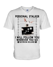 Bull Terrier Follow You V-Neck T-Shirt tile