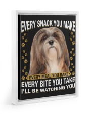 Lhasa Apso Watching Floating Framed Canvas Prints White tile