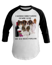 She Also Needs Papillon Baseball Tee tile