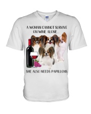 She Also Needs Papillon V-Neck T-Shirt tile