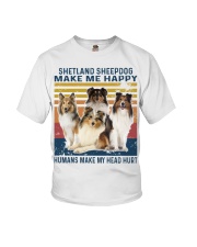 Shetland Sheepdog Make Me Happy Youth T-Shirt tile