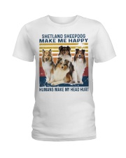 Shetland Sheepdog Make Me Happy Ladies T-Shirt tile