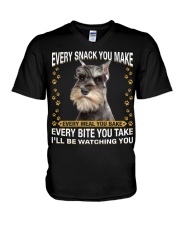 Miniature Schnauzer Watching V-Neck T-Shirt tile