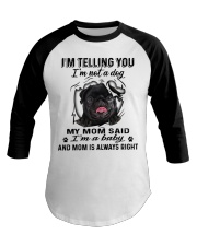 Black Pug A Baby Baseball Tee tile