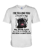 Black Pug A Baby V-Neck T-Shirt tile