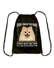 Pomeranian Watching Drawstring Bag tile