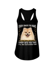 Pomeranian Watching Ladies Flowy Tank tile