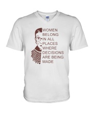WOMEN BELONG IN ALL PLACES WHERE DECISIONS V-Neck T-Shirt thumbnail