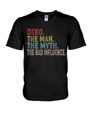 Deko The man The Myth The Bad Influence ds V-Neck T-Shirt tile